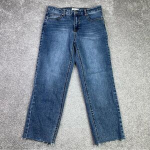 OAT New York Jeans Women’s 8 Blue Straight High Rise Cropped Hem Stretch Denim